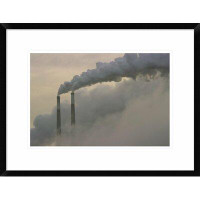 Global Gallery 'Gas Effluence Pouring Out of Smoke Stacks at Nuclear Power Plant, Upper Ohio River, Ohio' Framed Photogr