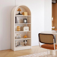 SUPROT Cream White Freestanding Bookcase