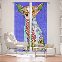 East Urban Home Lined Window Curtains 2-panel Set for Window Size by Marley Ungaro - Chihuahua Dog Indigo