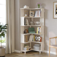 Latitude Run® Corner Bookshelf, Multi-layer Display Shelf, Corner Cube Toy For Small Space, Book Storage, Wooden Cube Co
