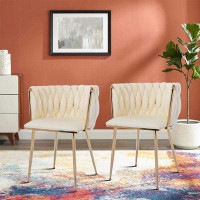 Mercer41 Luxury Style Upholstered Dining Chairs Set of 2 with Metal Frame for Kitchen