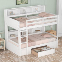 Harriet Bee MM White Twin Over Twin Bunk Bed With Drawer