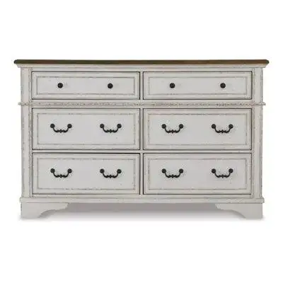 Benjara Noe 64 Inch Wide Dresser Chest, 6 Drawers, Dovetail Construction, White