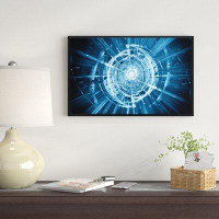 Made in Canada - East Urban Home Abstract 'Fractal 3D Deep Blue Spiral' Framed Graphic Art Print on Wrapped Canvas