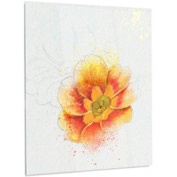Made in Canada - Design Art 'Beautiful Yellow Watercolor Flower' Painting Print on Metal