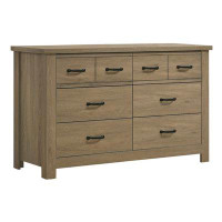 Latitude Run® 51 Inch Wood Dresser With 6 Drawers And Black Handles, Straight Legs, Grey