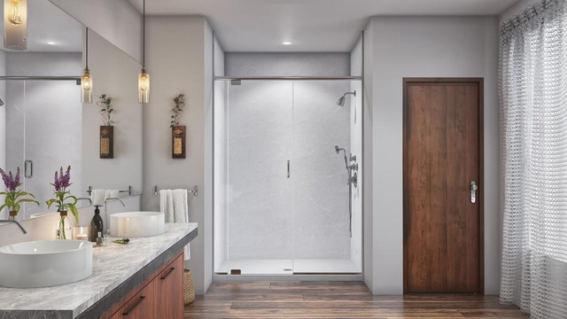 Gray Quartz Shower Wall Surround 5mm - 6 Kit Sizes available ( 35 Colors and Styles Available ) **Includes Delivery in Plumbing, Sinks, Toilets & Showers - Image 3