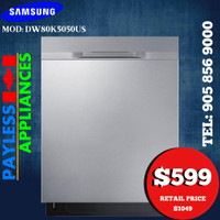 Samsung DW80K5050US 24 Built-In Under counter Dishwasher With 2 Loading Racks &amp; 48 DBA Stainless Steel Color
