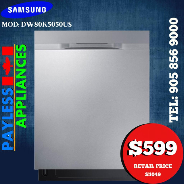 Samsung DW80K5050US 24 Built-In Under counter Dishwasher With 2 Loading Racks &amp; 48 DBA Stainless Steel Color in Dishwashers in Markham / York Region