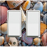 WorldAcc Metal Light Switch Plate Outlet Cover (Colorful Sea Shell Star Fish - Double Rocker)