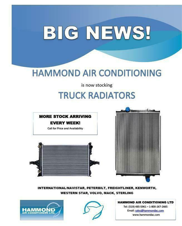 Now Stocking Truck Radiators in Heavy Equipment Parts & Accessories in Mississauga / Peel Region