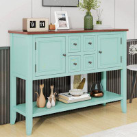 Red Barrel Studio Cambridge Series  Ample Storage Vintage Console Table With Four Small Drawers And Bottom Shelf For Liv