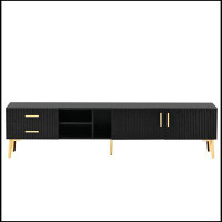 Mercer41 Modern TV Stand With 5 Champagne Legs - Durable, Stylish, Spacious, Versatile Storage TVS Up To 77"