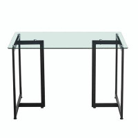 Mercer41 47'' Iron Dining Table with Tempered Glass Top