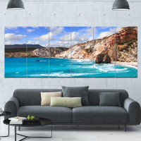 Made in Canada - Design Art 'Greek Islands Scenic Beaches'  6 Piece Photographic Print Set on Canvas