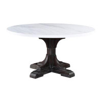 Latitude Run® Dining Table, White Nature Marble Top & Weathered Espresso