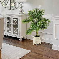 Primrue 40-Inch Palm In White Woven Footed Basket
