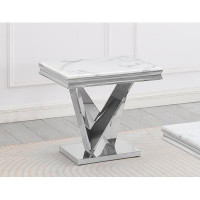 Everly Quinn Stone Marble Square End Table