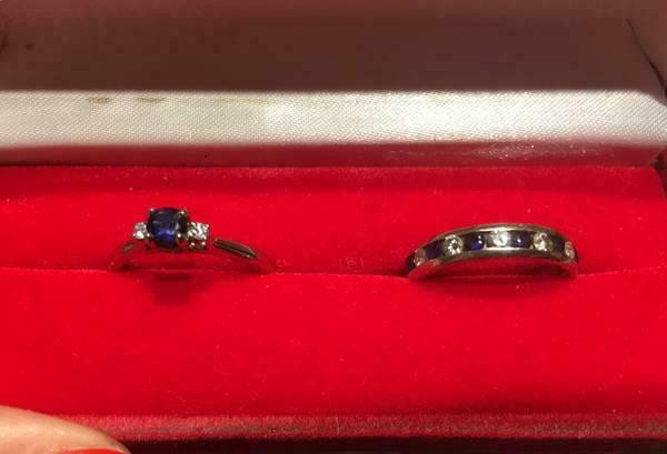 Brand New Natural Diamonds and Sapphire in 14K white gold Bridal Set (Engagement ring+wedding band) Size 5 in Jewellery & Watches in Markham / York Region - Image 2