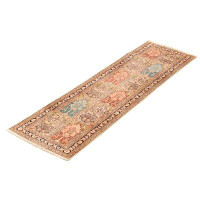 Isabelline One-of-a-Kind Kashmir Hand-Knotted 1980S 2'5" X 8'9" Runner Viscose Area Rug in Ivory