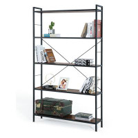 Creationstry Bookshelf, Modern Bookcase with Steel Frame, Wood Book Shelf