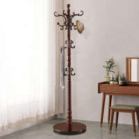 Anadea Coat Rack, Wooden Coat Rack Freestanding with Sturdy Round Base, Coat Rack Stand with 14 Hooks