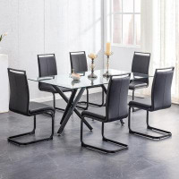 Orren Ellis Modern Leather Dining Chairs Set Of 6,Armless Kitchen Chairs, Side Dining Room Chairs With Upholstered Padde