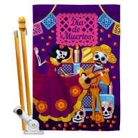 Ornament Collection Happy Di De Muertos House Flag Set Day Of Dead Fall 28 X40 Inches Double-Sided Decorative Decoration