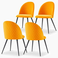 Orren Ellis Dining Chair,  Velvet, Metal Black legs, Set of 4 Side Chairs