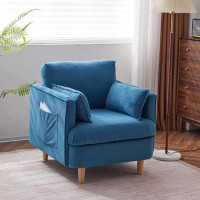 Latitude Run® Modern Corduroy Upholstered Armchair With Solid Wood Legs