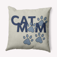 Trinx Cat Mom Polyester Decorative Pillow Square