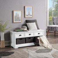 Longshore Tides Wood Storage Bench With 3 Drawers