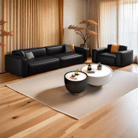 Mity Reen Tofu block leather art sofa black reception sofa