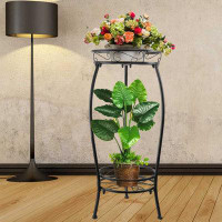 Red Barrel Studio Gallinas Tall Plant Stands Indoor Outdoor, 2Tier Metal Plant Stand Potted Flower Pot Stand For Multipl