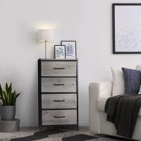 Latitude Run® Small Nightstand Dresser, 4 Drawer Fabric Storage Bins Organizer
