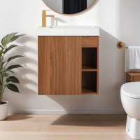 Mercer41 20'' Floating Wall-Mounted Bathroom Vanity with Soft-Close Cabinet Door & Resin Sink