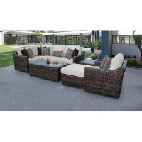 kathy ireland Homes & Gardens by TK Classics River Brook 8 Piece Outdoor Wicker Patio Furniture Set 08n