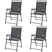 Latitude Run® Set Of 4 Folding Patio Chair Portable Sling Chair Yard Garden Outdoor