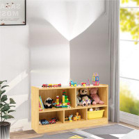 Latitude Run® Kids 2-Shelf Bookcase 5-Cube Wood Toy Storage Cabinet Organizer,White