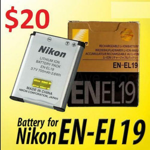 EN-EL19 New OEM Lithium-ion battery Nikon 3.7v 700mAh 2.6wh for CoolPix S4300 S5300 S5200 S6400 S6800 S6900 S7000 S3200 Toronto (GTA) Preview