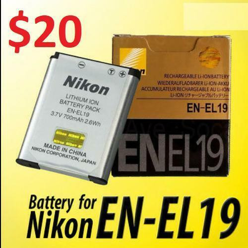 EN-EL19 New OEM Lithium-ion battery Nikon 3.7v 700mAh 2.6wh for CoolPix S4300 S5300 S5200 S6400 S6800 S6900 S7000 S3200 in Cameras & Camcorders in Toronto (GTA)