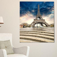 Made in Canada - Design Art Eiffel Tower with Stairs - Wrapped Canvas Photograph Print