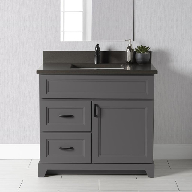 24, 30, 36, 42, 48, 54, 60 & 72 Vanity Sizes - 5 Shades of Grey Premium Painted Collection / 5 Finishes & 2 Doors Styles in Cabinets & Countertops