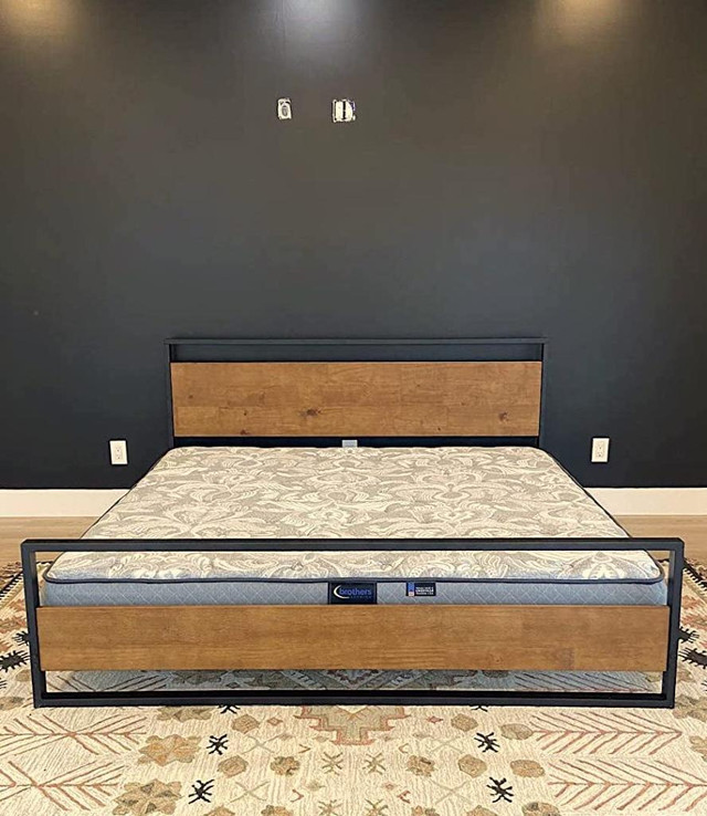 Metal & Wood Platform Bed Frame, Headboard, Footboard, Twin Full Queen King in Beds & Mattresses