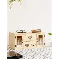 Everly Quinn Desktop Office Storage Box, Desk Organizer, Wooden Shelving Unit