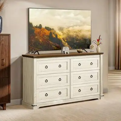 Red Barrel Studio Kimira 6 Drawers Dresser, Farmhouse Chest of Drawers for Living Room, Entryway and Hallway