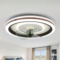Wrought Studio 19 In. Smart App Remote Control Ceiling Fan With LED Light Flush Mount Ceiling Lighting