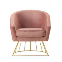 Lux Comfort 32.7x 28.9 x 27.4_29" Blush And Gold Velvet Barrel Chair