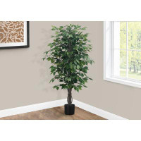 Primrue Artificial Plant, 58" Tall, Ficus Tree, Indoor, Faux, Fake, Floor, Greenery, Potted, Green Leaves