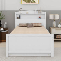 Ivy Bronx Twin Size Platform Bed With Storage LED Headboard, Twin Size Trundle And 3 Drawers